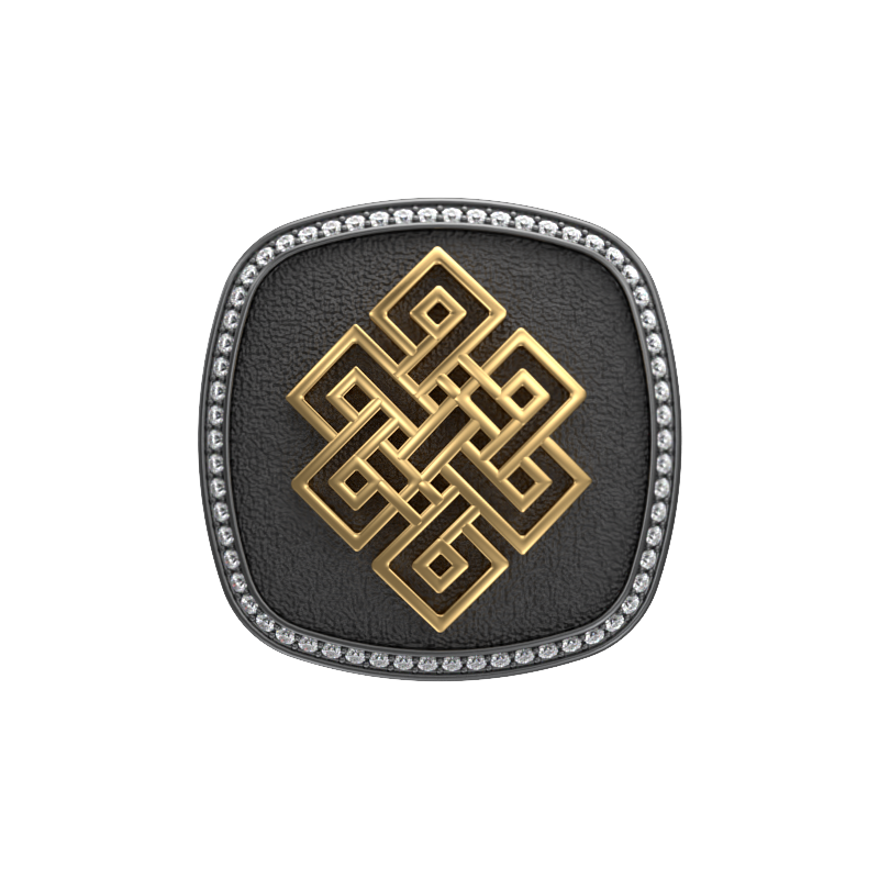 Infinity Luxe, Spiritual Cufflink Set with CZ Diamonds, 18kt Gold & Black Ruthenium Plating on Brass.